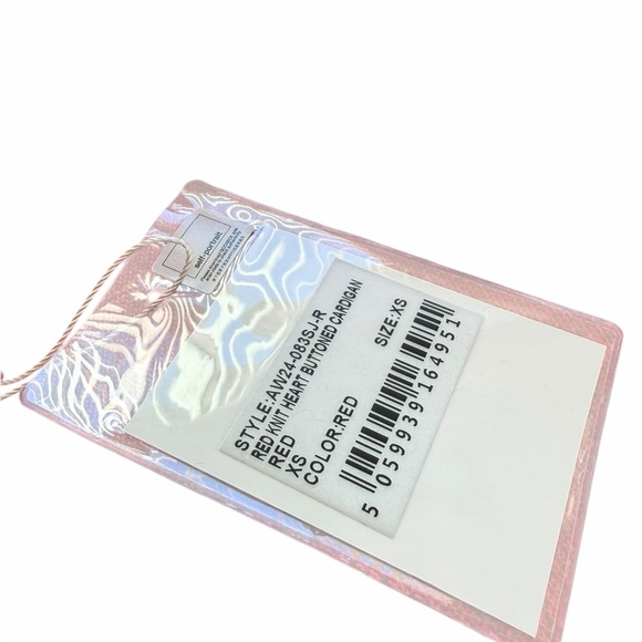 Self-Portrait New with Tags Red Knit Cropped Jacket with Gold Heart Buttons - Picture 3 of 5